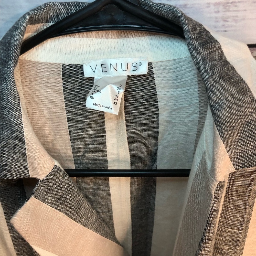 Venus Striped Blazer - Gray, Cream, Tan - Picture 14 of 15